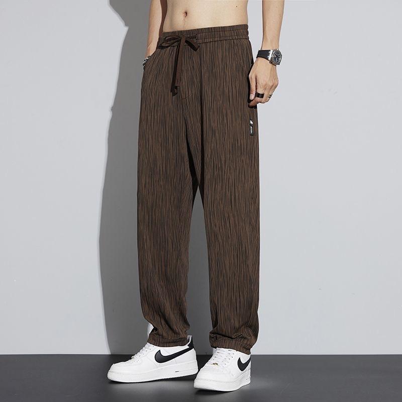 New ice silk drape casual pants men's summer thin quick-drying nine-point pants loose