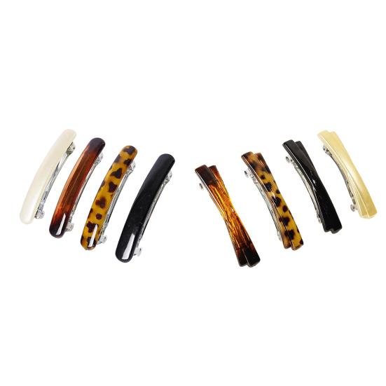 4Pcs French Style Hairpins Tortoiseshell Design Women Hair Clips with Metal Springs Lightweight Hair Accessories