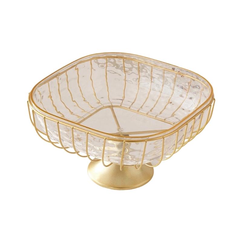 Spacious 24cm Wide Snacks and Fruit Serving Bowl for Coffee Table Solid Iron and PET Materials Fruit Display Plate