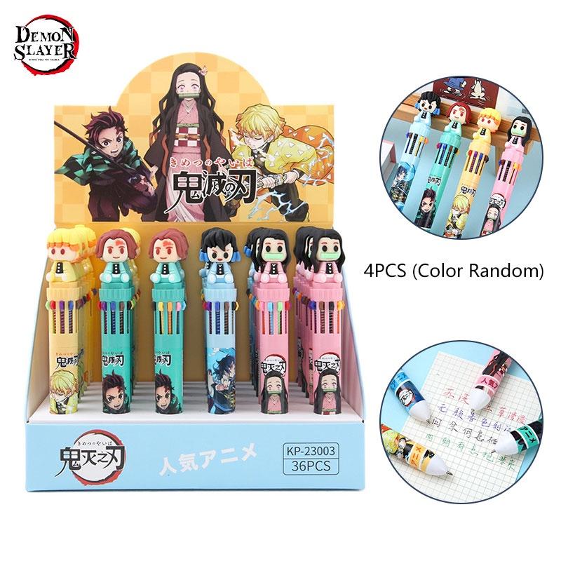 Cartoon Anime 10-color Ballpoint Pen Multi-functional Pressing Pen For Boys Student Special Notebook Pen