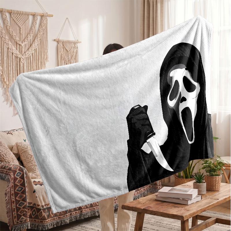 Warm Flannel BlanketScream Ghostface Soft Cozy Throw Blanket for Bedroom Couch