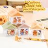 Random 3Pcs Cute Capybara Pencil Sharpener Portable Double Hole Pencil Sharpener Mini Manual Pencil Sharpener Student Stationery