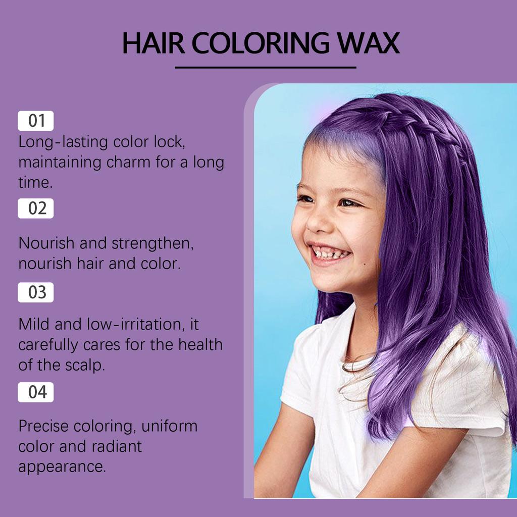 Wiieey Purple Children's Colorful Hair Cream Gentle Easy To Apply Washable Long Lasting Trendy Hair Color Cream 60g