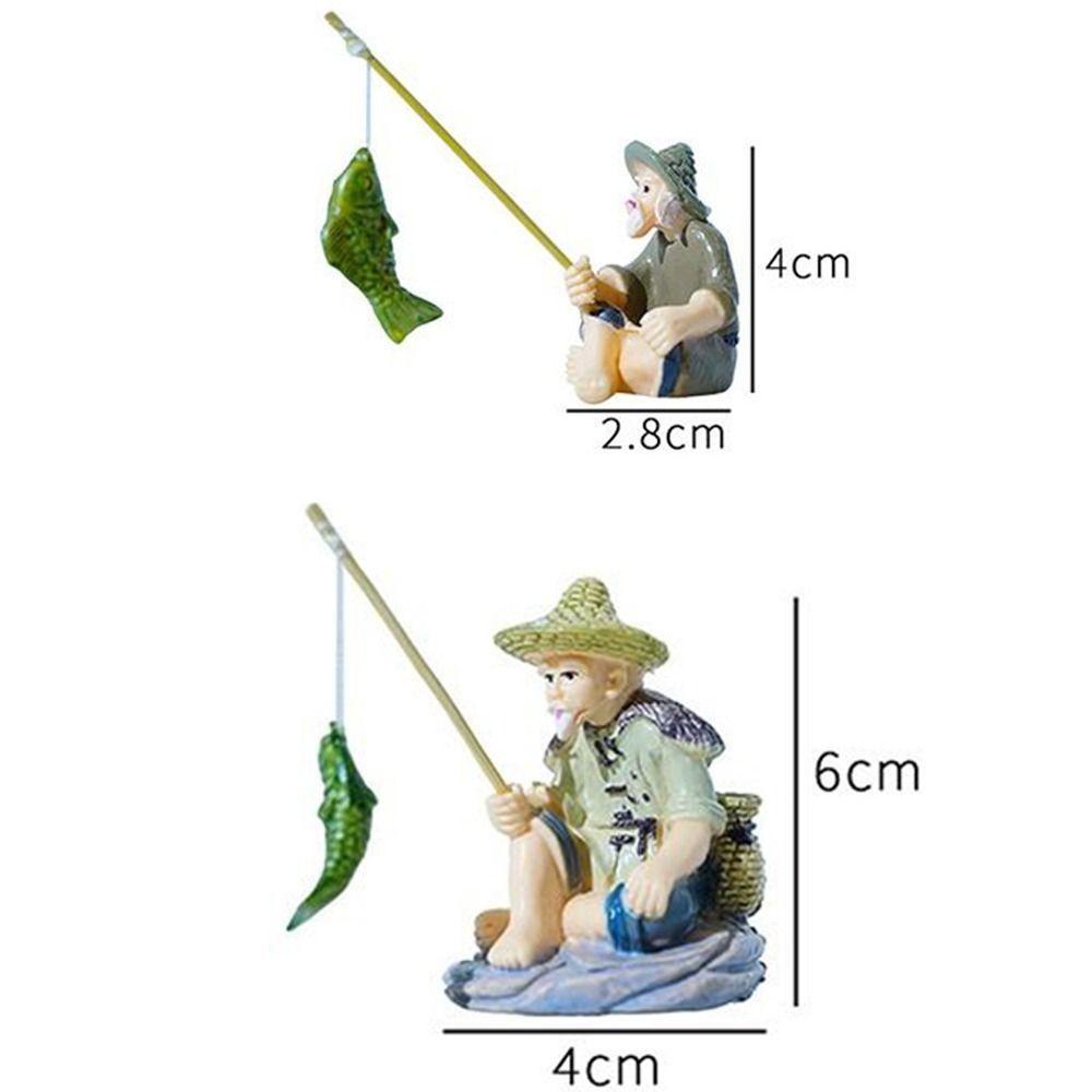 DIY Old Man Fishing Ornament Aquascape Decorative Fish Tank Decoration  Rockery Landscape Ornaments