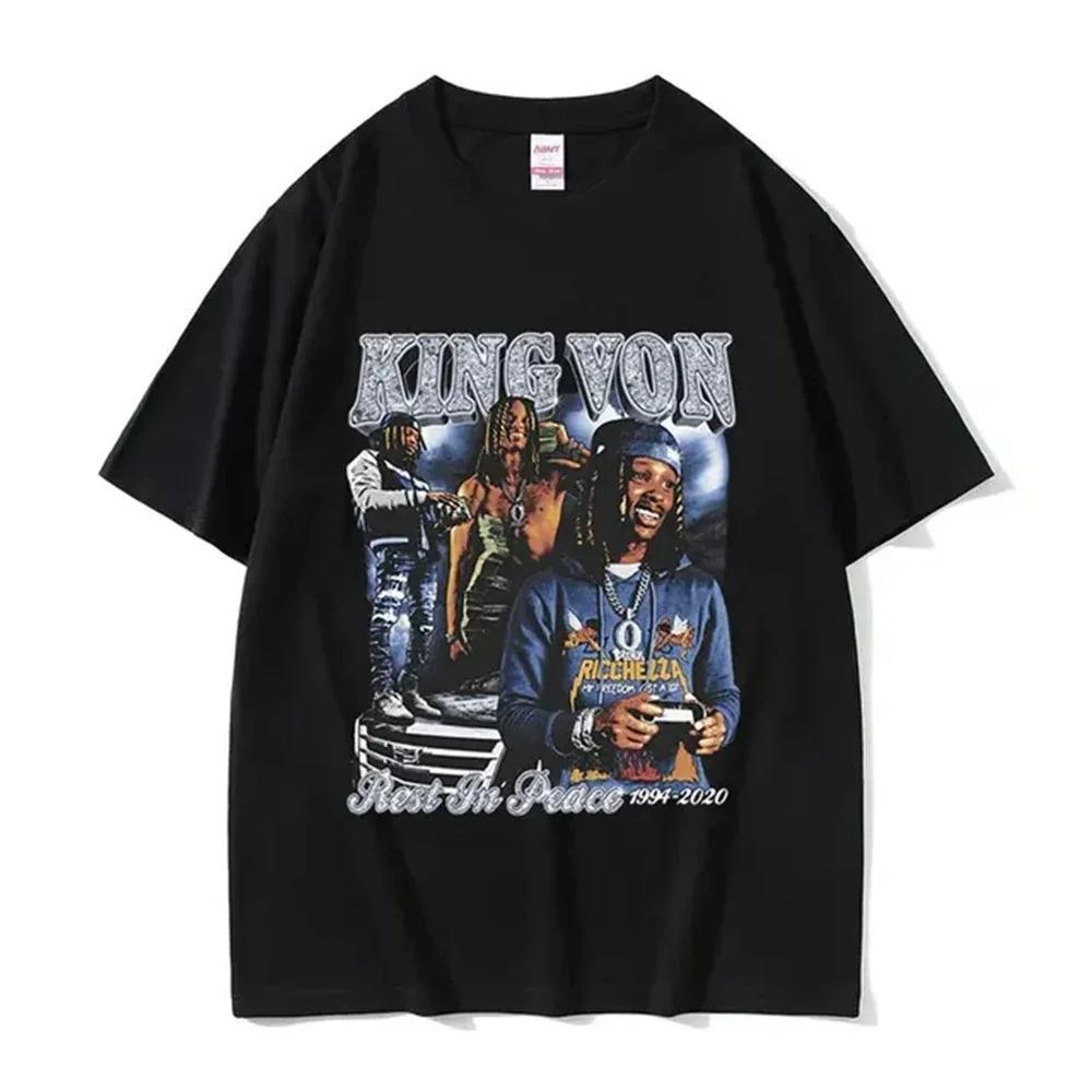 

Rapper K-King Von Graphic T Shirt Men s Hip Hop Gothic Fashion Short Sleeve T-shirts Oversized T-shirt S