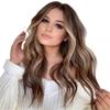 Womens Gradient Brown Long Curly Wig Middle Part Heat Resistant Fiber Cosplay Daily Wear