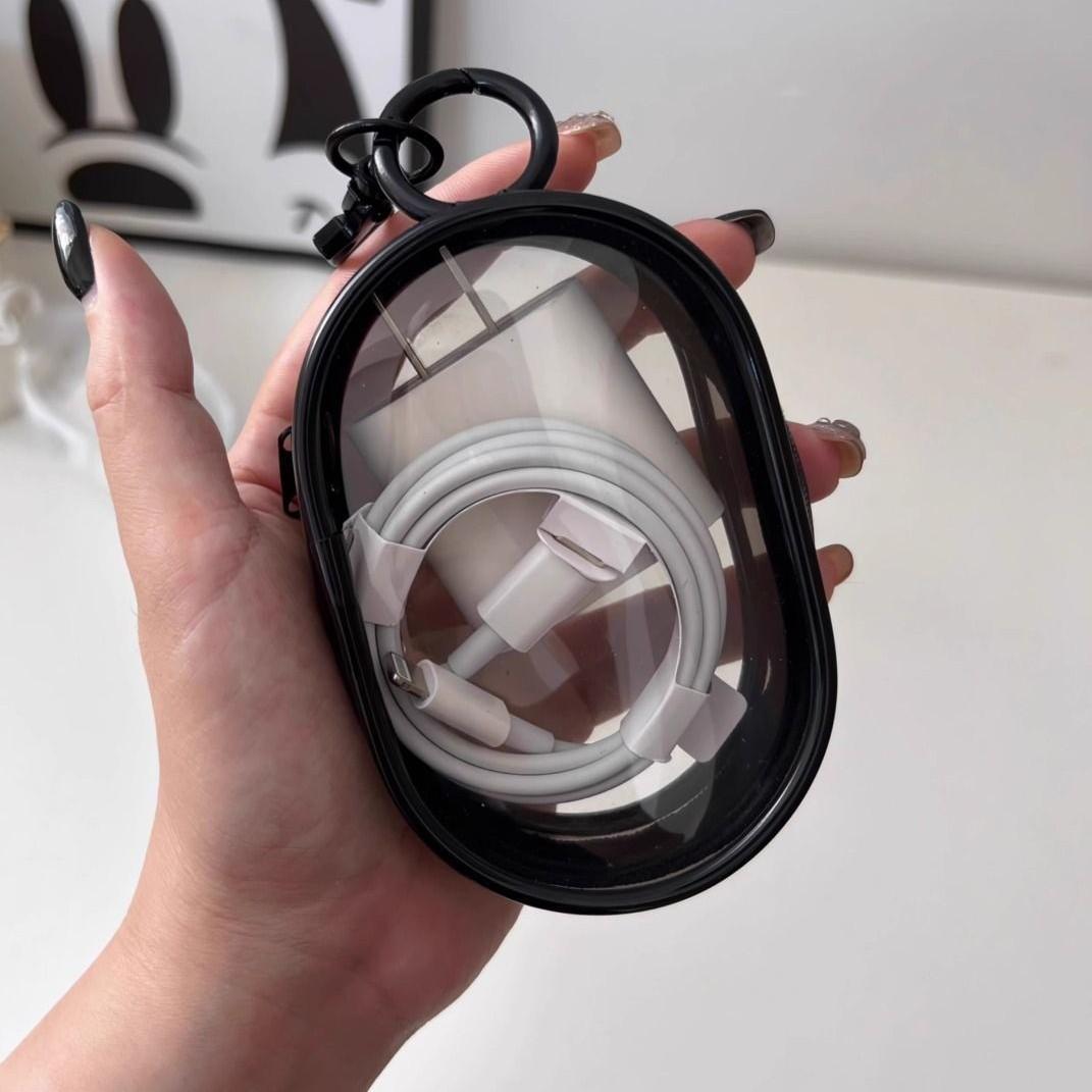 

Multi-Purpose Travel Storage Bag: For Data Cables, Action Figures, Chargers, Earphones & Keys Oval Storage Bag прозрачный черный