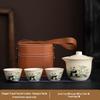 Portable Ru Kiln Tea Set: Light Luxury Travel & Car-Mounted Drinkware for Camping & Business Trips