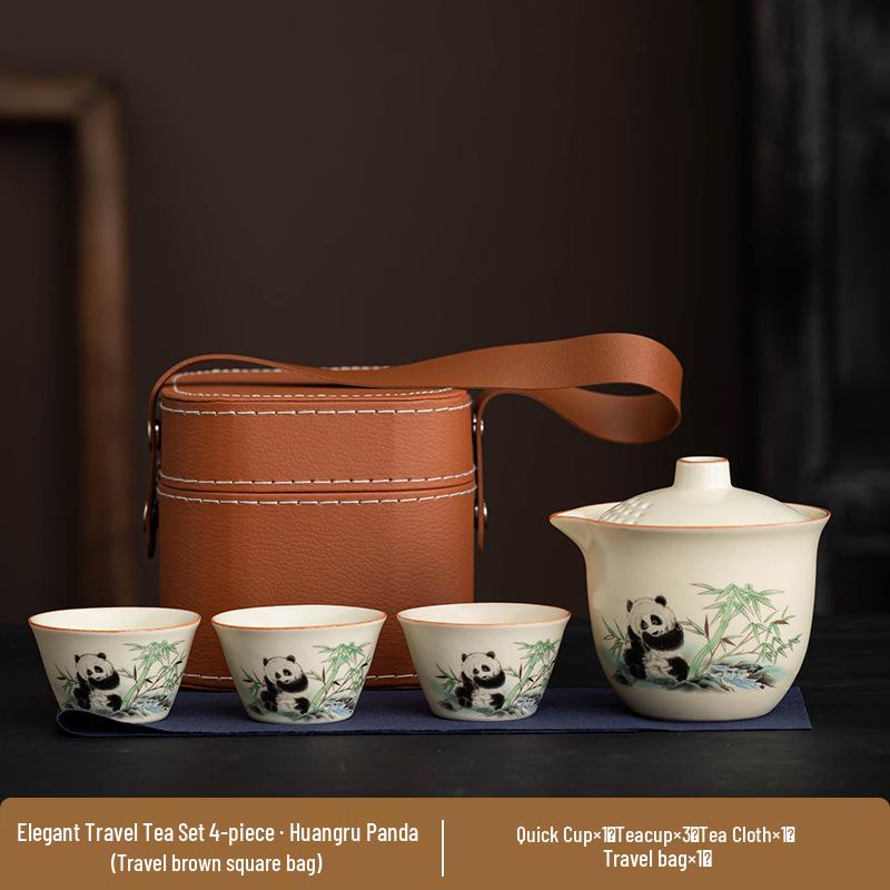 Portable Ru Kiln Tea Set: Light Luxury Travel & Car-Mounted Drinkware for Camping & Business Trips