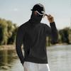 Lightweight Long Sleeve Hooded Shirt with Integrated Face Cover Sun Loose Fit Guard Pullover Top for Outdoor Activities