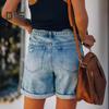 Jean Shorts for Women High Waisted Ripped Distressed Denim Shorts Summer Stretchy Casual Shorts with Pockets