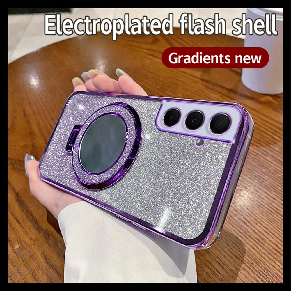 Gradient Glitter Mirror Ring Holder Phone Case For Samsung Galaxy A05 A15 A25 A35 A55 A05S A04 A14 A24 A34 A54 A73 A53 A33 Cover