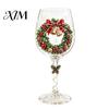 Schneemannmusterkelch Weihnachts-Stielweinglas, Schneemann/Weihnachtsmannkranz/Elch/Weihnachtsbaum Handbemalt, Elegantes Trinkglas Kreatives Stielglas für