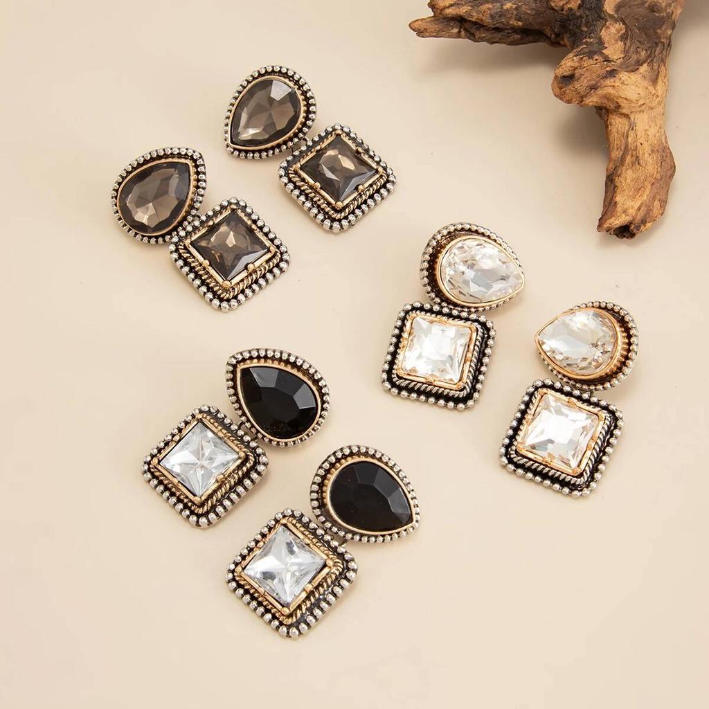 IngeSight.Z Vintage Geometric Irregular Acrylic Drill Drop Earring Woman Classic Luxury Banquet Party Ear Accessory Jewelry Gift