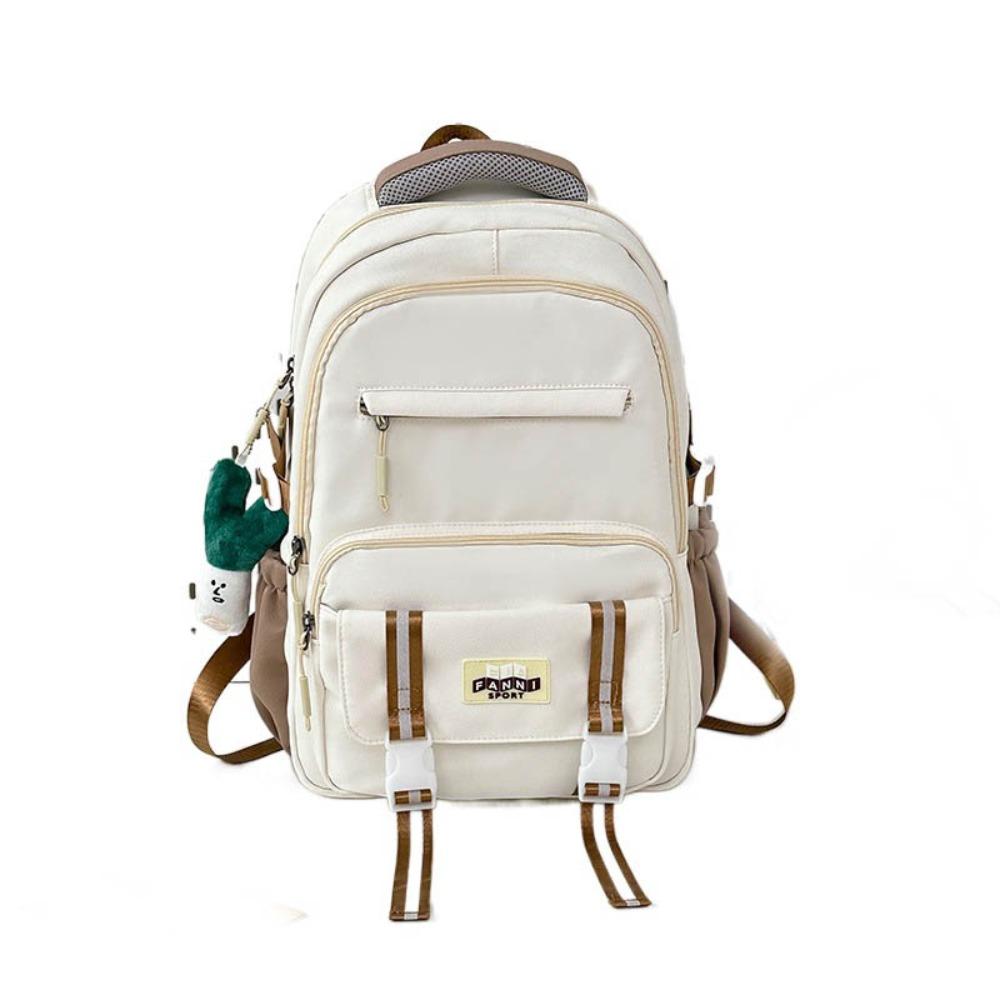 

Capacity Backpack Nylon Large Schoolbag Cute Student School Bag Women Men белый