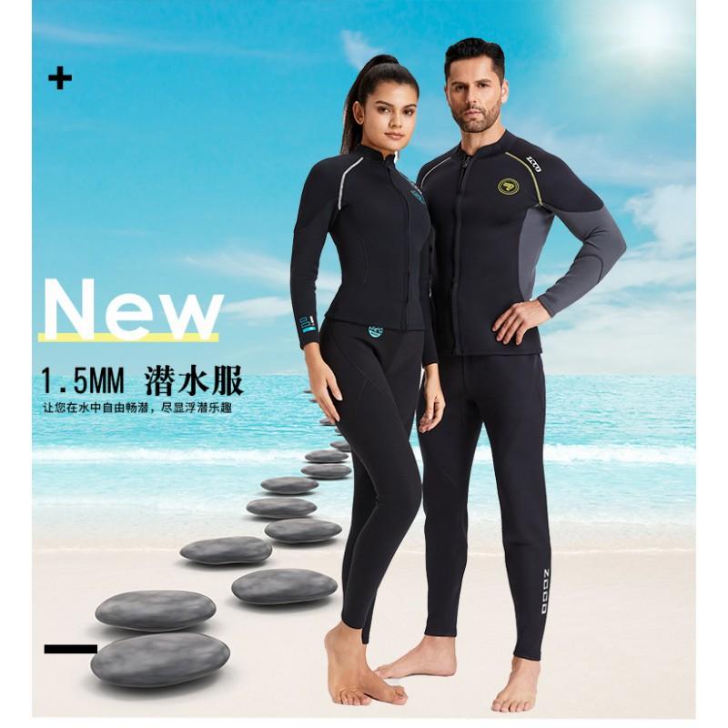 1.5mm Neoprene Wetsuit Top Long Sleeve Snorkeling Diving Surfing Warmth Protection Adult Unisex