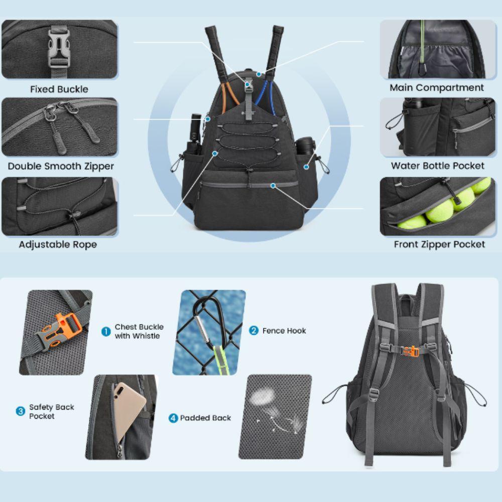 Waterproof Tennis Racket Bag Adjustable Sports Fitness Bag Racket Storage Tennis Backpack  Youth