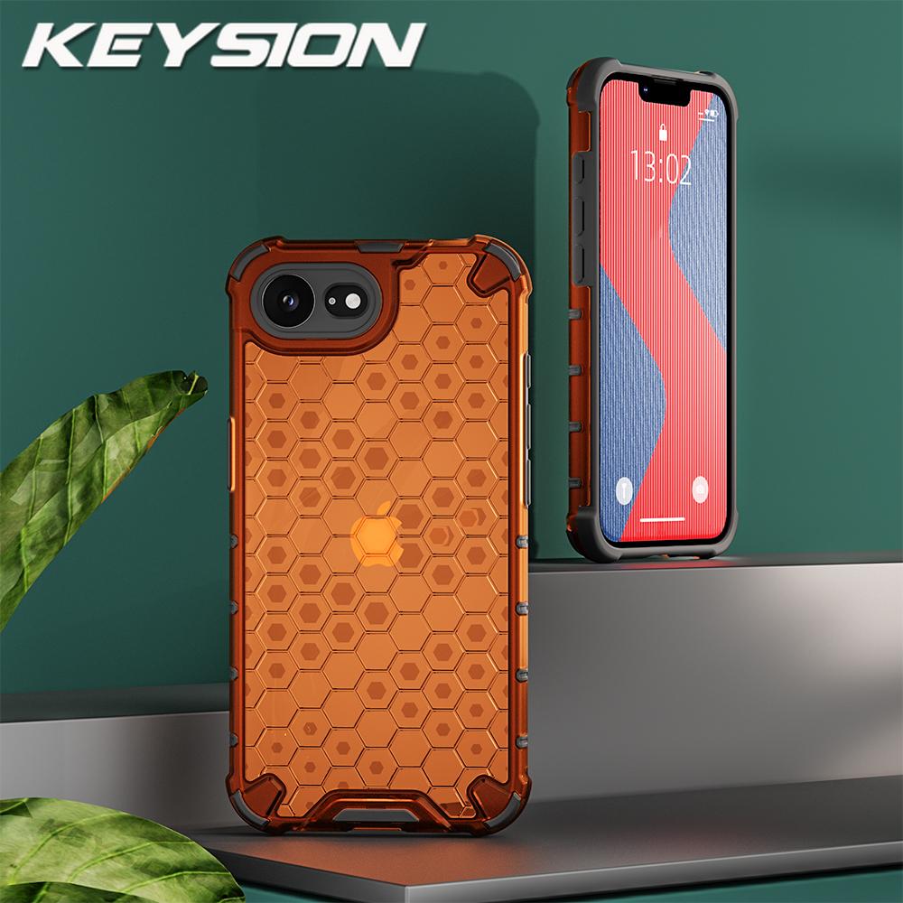 

KEYSION Shockproof Armor Case for iPhone 16e Soft Silicone+PC Transparent Honeycomb Phone Back Cover for iPhone 16e 2025 for iPhone 16e оранжевый