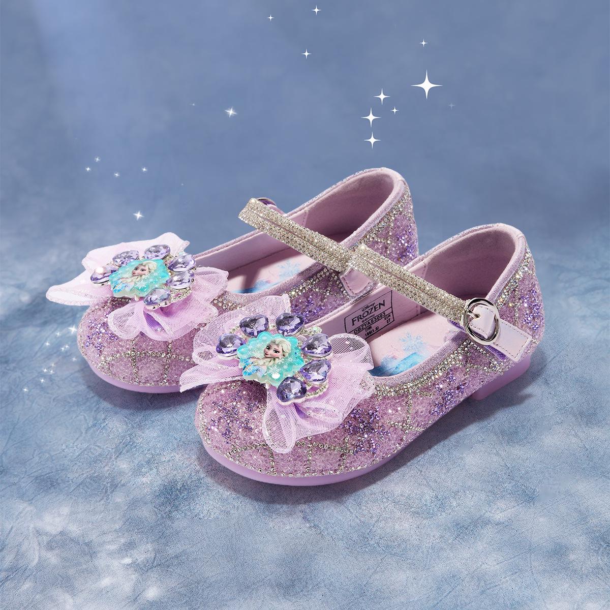Girls Autumn 2025 Princess Shoes: Soft Sole Sequined Crystal Leather for Little Girls 32