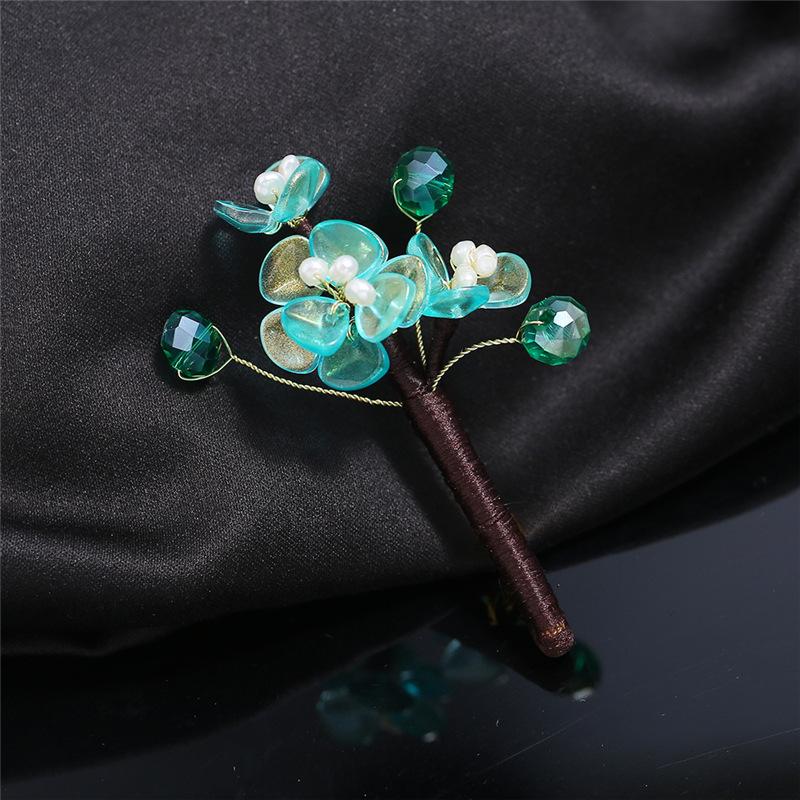 Handgefertigte glasierte Achat-Blumenbrosche Retro Promi-Temperament High-End Anstecknadel Cardigan-Accessoires