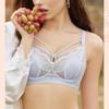 Large Bust-slimming French Bra for Women with Soft Underwire Ultra-thin Lace and Crystal Cups
