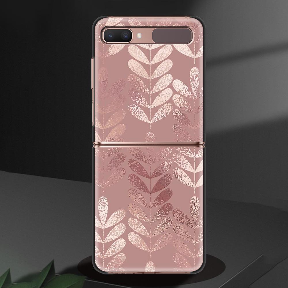 Gold Pink Rose Glitter Hearts Luxury Black Hard Case For Samsung Z Flip Z Flip3 Phone Case For Galaxy Z Flip 5G Foldable Cover