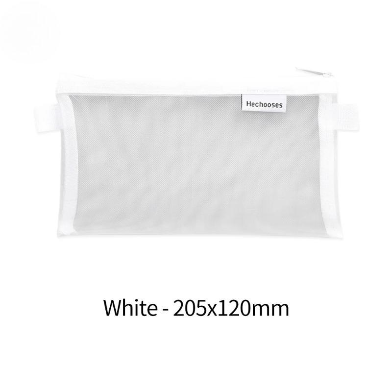 

1 PCS Creative Mesh Transparent Cute Square Oval Portable Pen Pencil Pouch Bag School Office Supply Stationery Case Storage Bag A белый