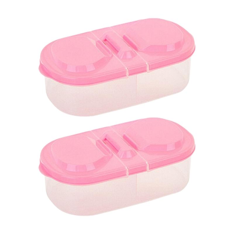 Clear Lid Double Compartment Food Storage Container Plastic Snacks Keepers For Kids Travel And Daily Use