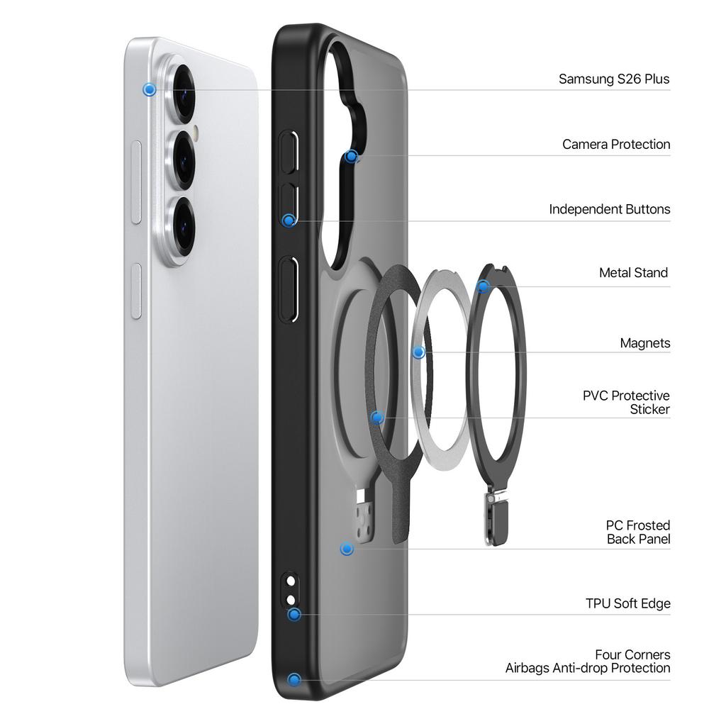For Samsung Galaxy S26+ Magnetic Case DUX DUCIS Yind Series Kickstand PC TPU Matte Phone Cover