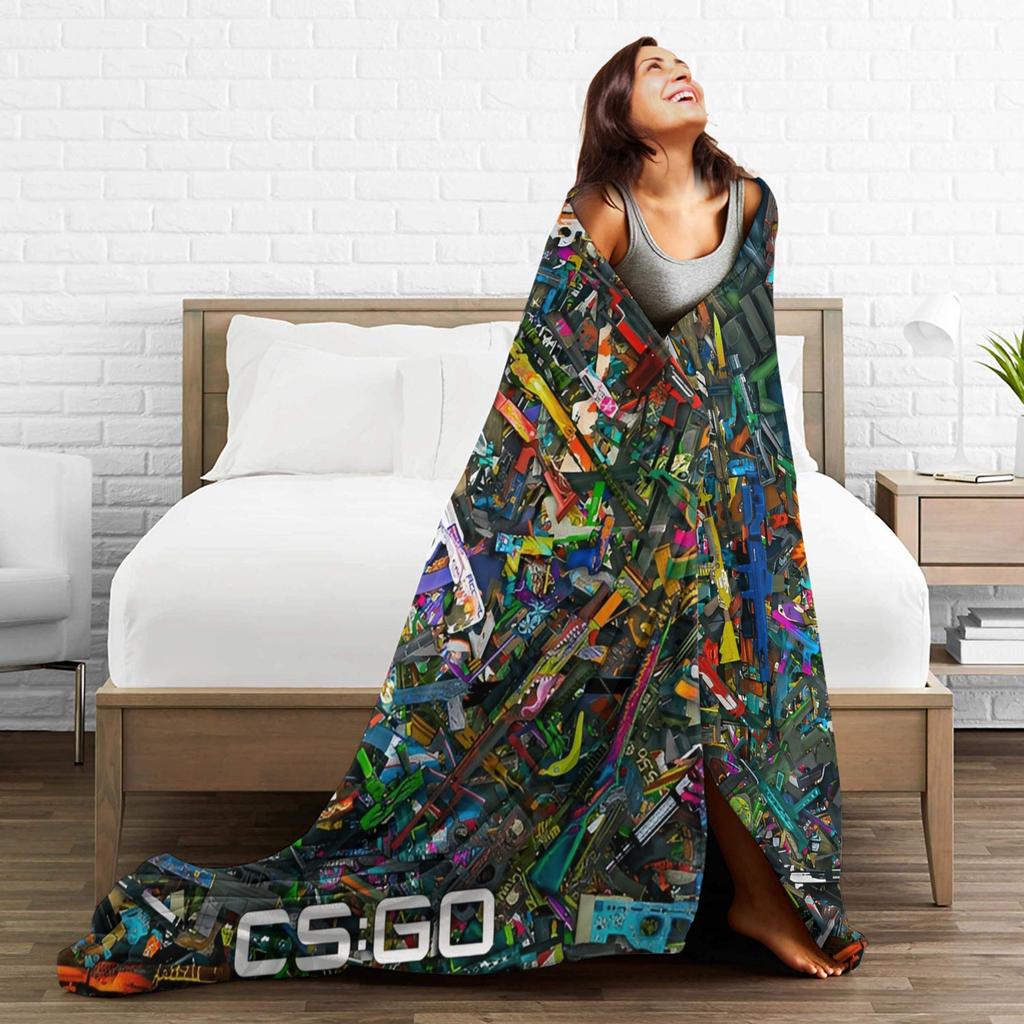 Counter Strike CS Go Fleece Throw Fashion Blanket Shootting Game Art for Bedding Throws Knitted Fashion Blanket Office Thin Portable Quilt