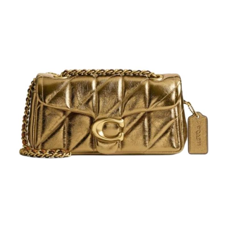 

COACH Tabby Year of the Snake Limited Edition 20 Tonal Logo Chain Shoulder Strap Push Lock Closure Sheep Leather Shoulder Bag Small Women s Gold золотий