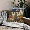 Retro color printing pillowcase: 2D flat printing, non-real embroidery, night sofa, night sofa cushion