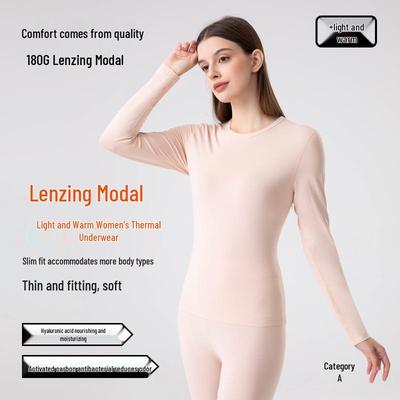 Women's Warm Lenzing Modal Autumn Underwear Set - Skin-Friendly Base Layer Top & Pants with Collar