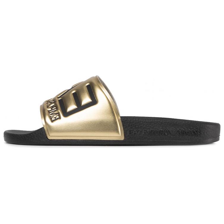 Emporio Armani Comfortable Slip-On Slide Sandals Unisex Footwear Black Gold XCP001XCC22D467 36