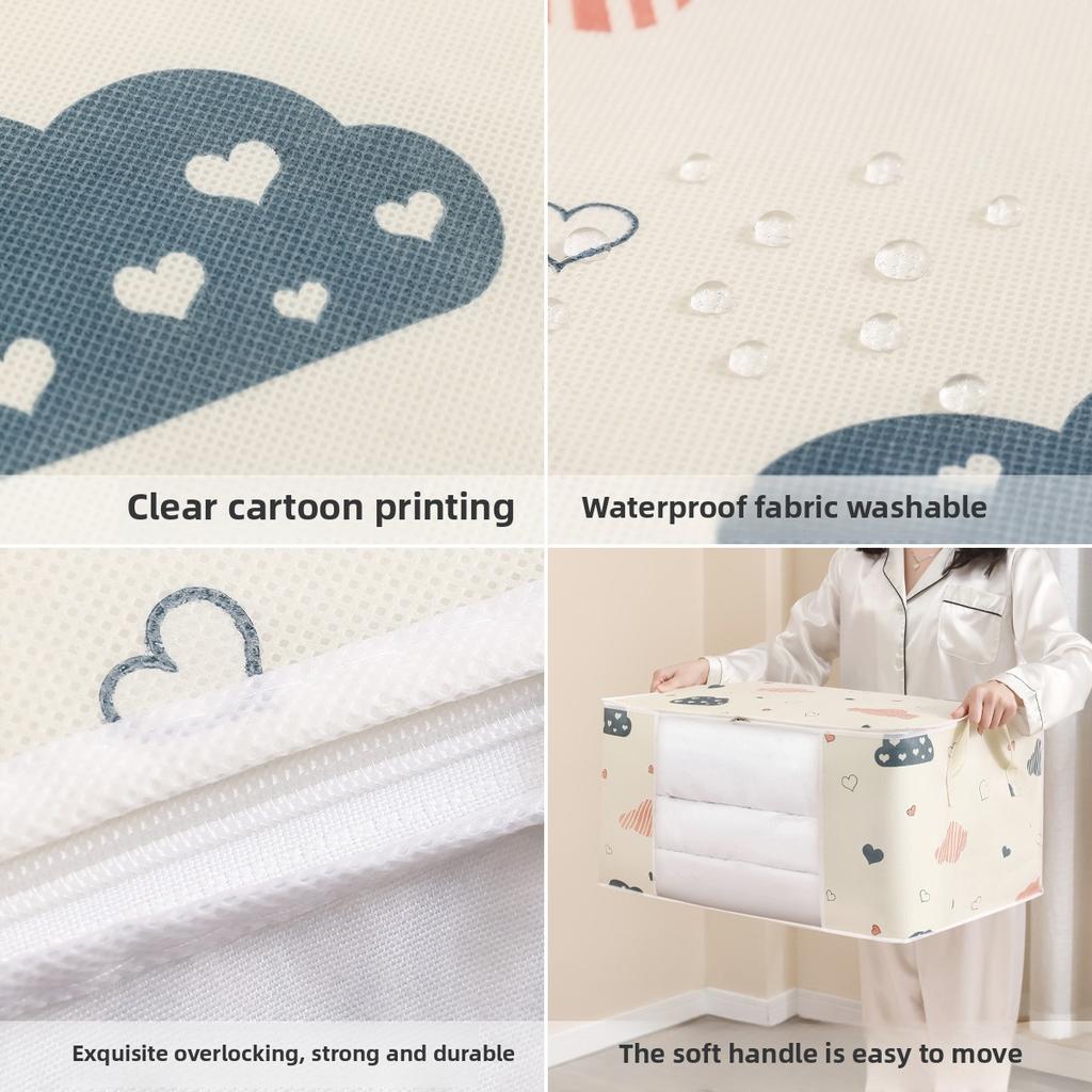 50/75L Moisture Proof Organizer Quilt Clothes Storage Bag Big Capacity Blanket Sorting Bags Dustproof Closet Under-Bed Storage