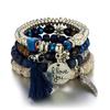 European American Fashion Bohemian Layered Beaded Bracelets Elastic Ethnic Bracelets for Women Female Bangle Bracelet
