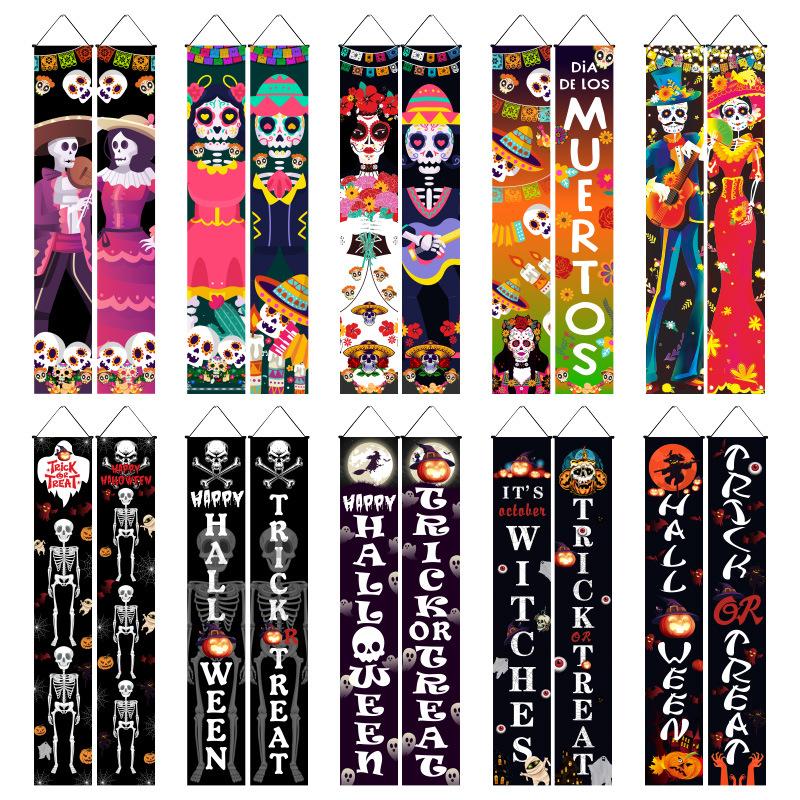 Mexický Den mrtvých Párty Dekorace Kupé Strašidelná Lebka Den Závěsná Vlajka Kupé Halloweenské Kupé Halloweenská Dekorace
