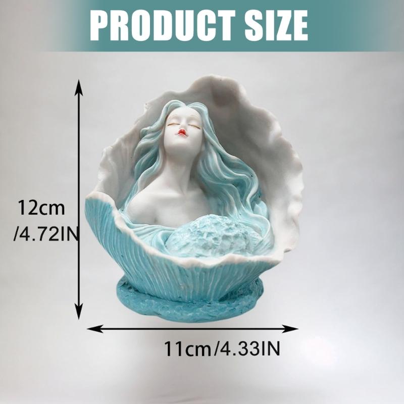 Conch Girl Statues and Sculptures,Resin Conch Girl Statue Ornament,Housewarmings Gift,Home Decors Fish Tanks Supplies