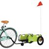 VidaXL Remorque de Vélo, Chariot de Transport avec Barre d'Attelage, Remorque de Bicyclette avec Drapeau pour Bagage, Vert 94186