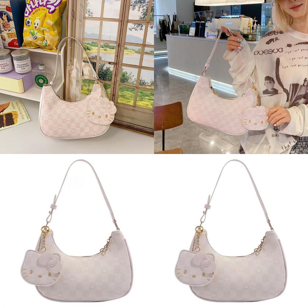 Cartoon Hello Kitty Shoulder Bag For Women With Pu Material And Cute Print For Daily Use
