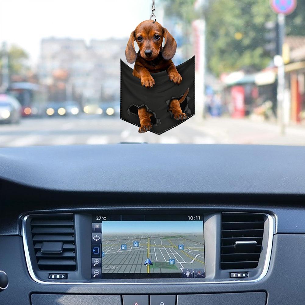 2D Dog Hanging Ornament Cute Funny Cartoon Pendant Key Chain Animal Pendant Car Rear View Mirror Backpack Accessories Acrylic