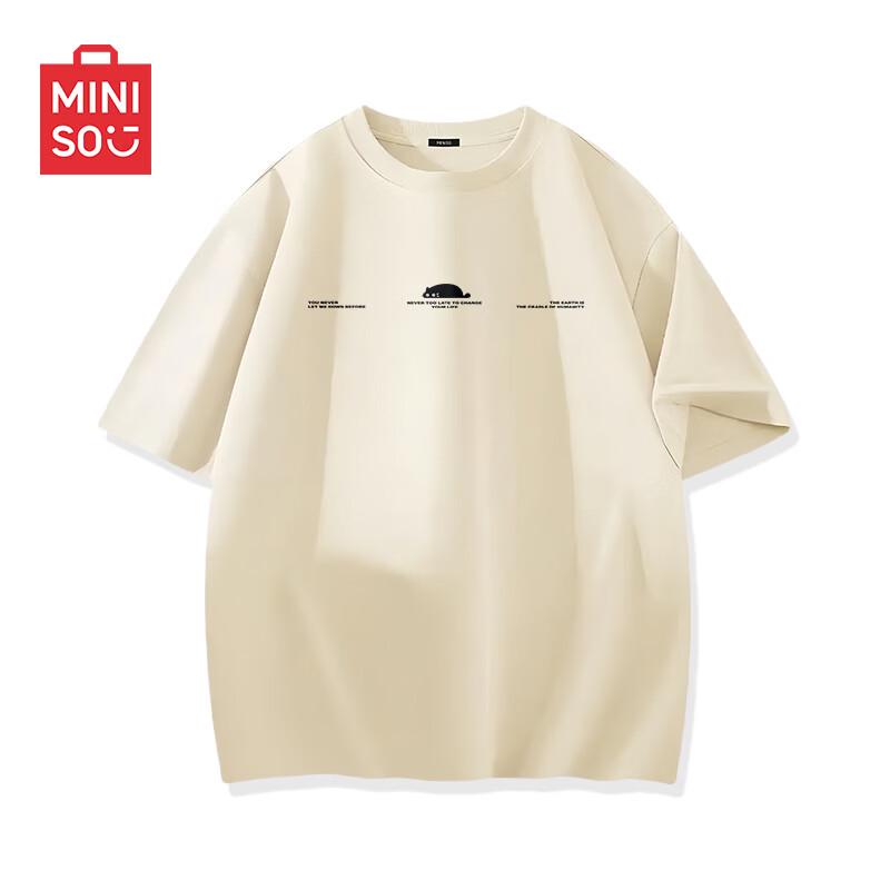 MINISO Men s Loose Fit Printed Cotton Crew Neck T-Shirt 2XL