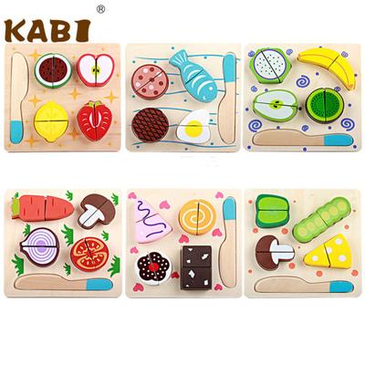Madera Cortar Frutas Verduras Postres Colorido Comida de Juguete Set Para Juego de Simulación Para Niños