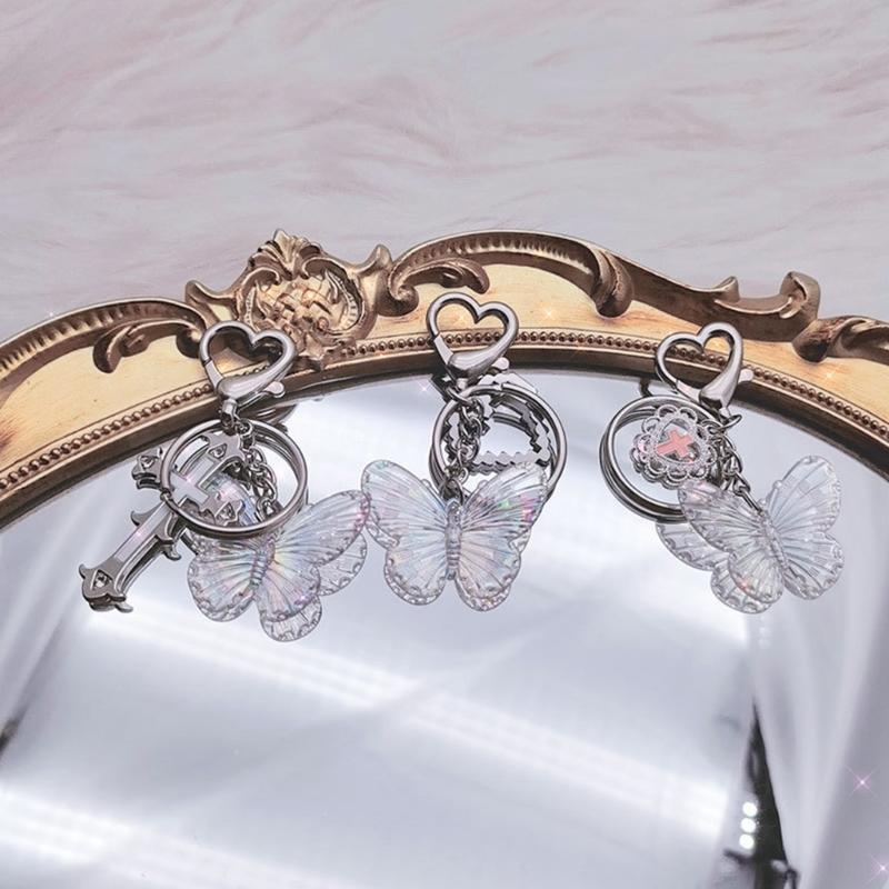 Sweet Butterfly Keychains Party Gifts Stainless Steel Material Cute Keychains Handbag Pendent Keyrings for Women Girls