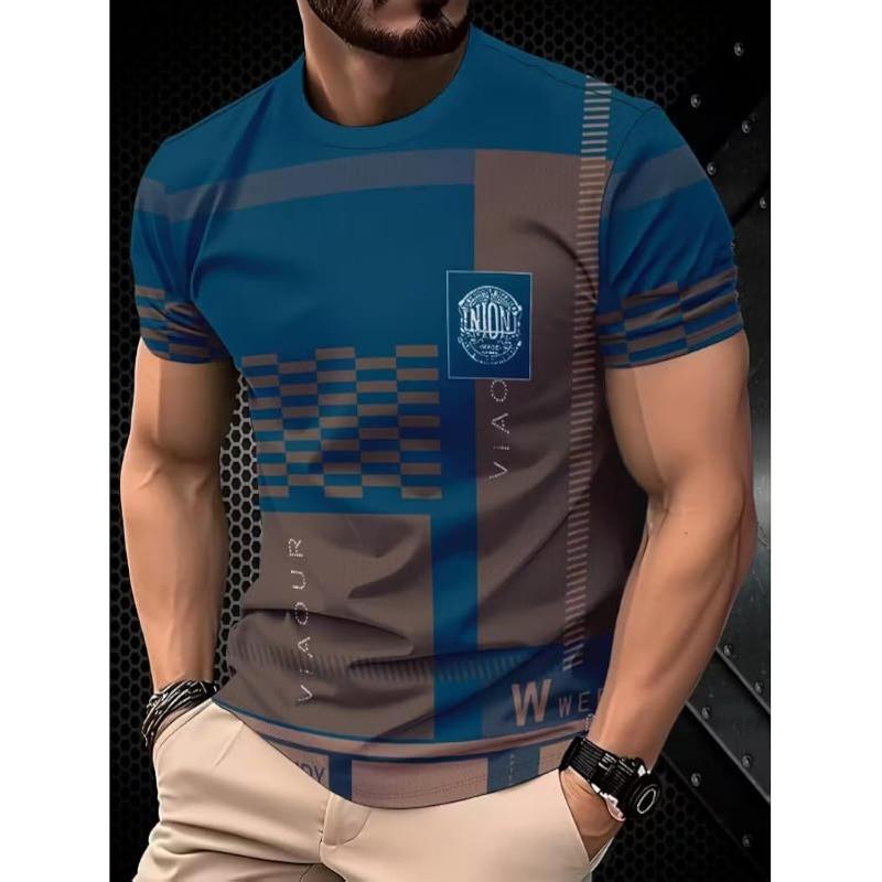 Men's 3D Fun Art Printed T-Shirt Round Neck Funny Casual Short Sleeve Top