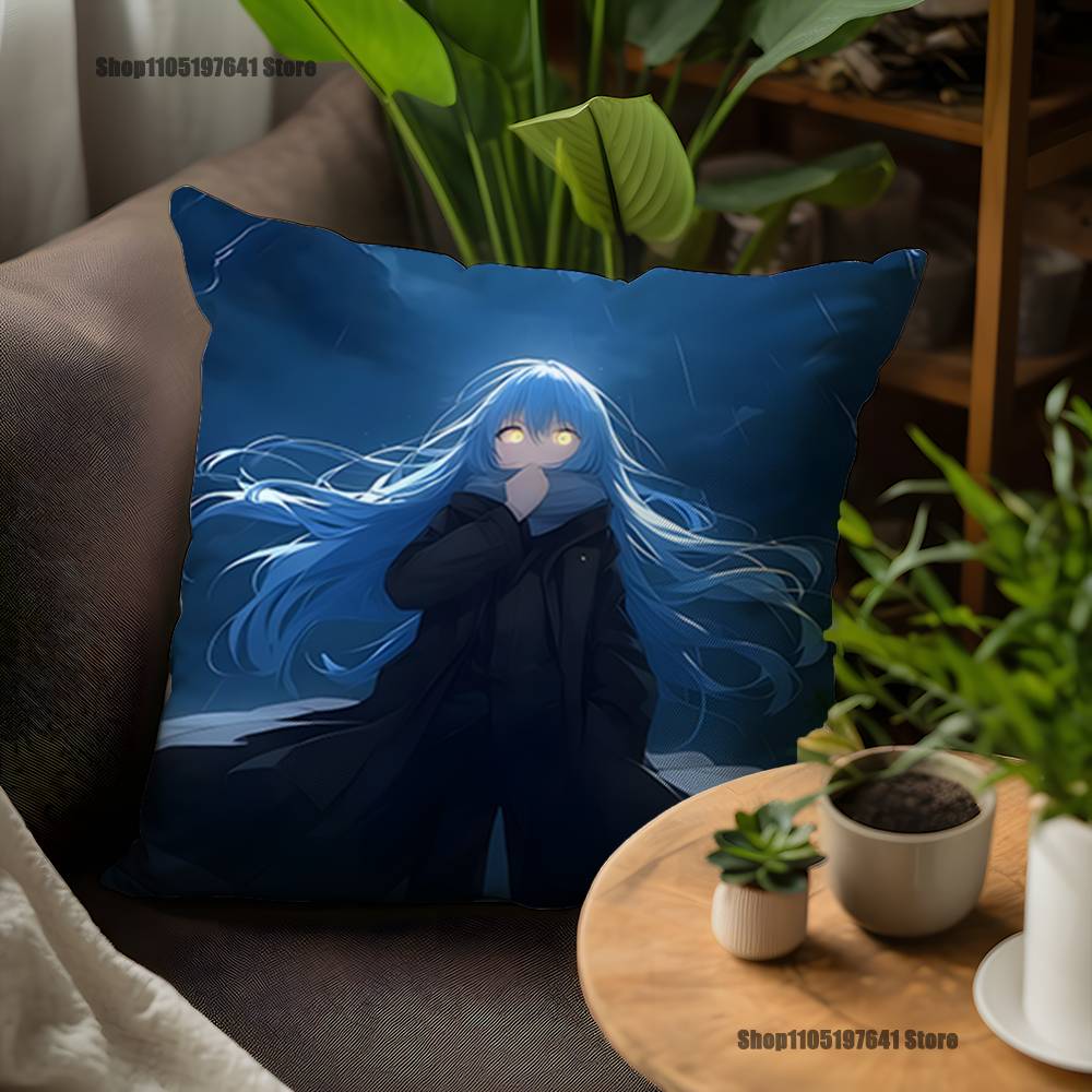 T-Tensei Slime R-Rimuru Anime Pillow Case For Sofa Decor Car Office Room Printing Cushion Cover Decorations and Protector