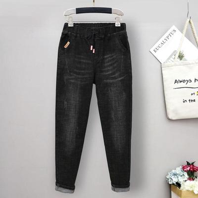 Elastiske haremjeans med høy midje i store størrelser for jenter - Løs, slankende passform (230 lbs)