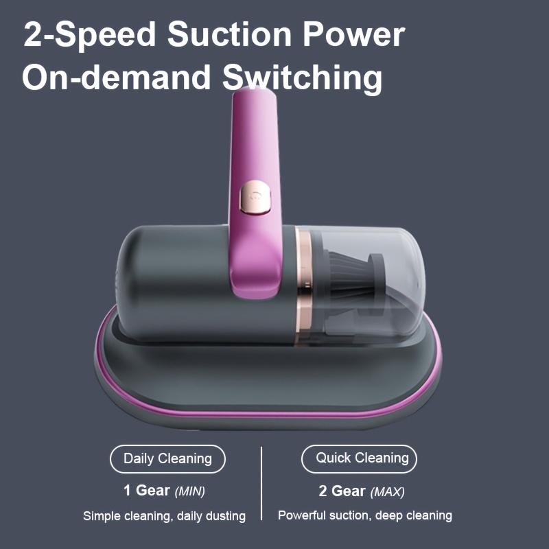 Wireless Bed Vacuum Cleaner with Powerful Suction Low Noise UV Light & Washable HEPA Filter