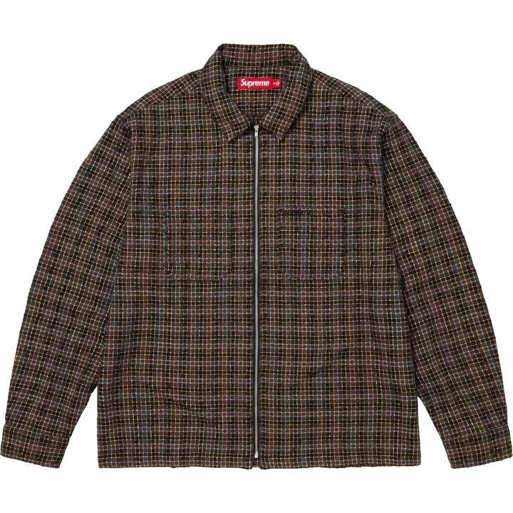 Supreme Metallic Plaid Zip Up Shirt Washed Black