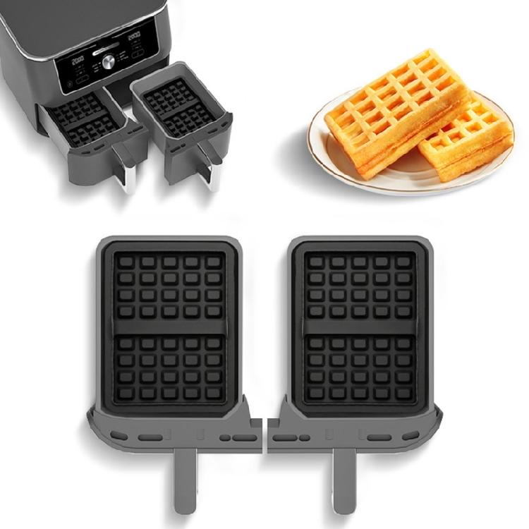 2Pieces Air Fryers Compatible Waffle Pan Set Silicone Bakeware with Handle Oven Safe Waffle Molds for Easy Removal